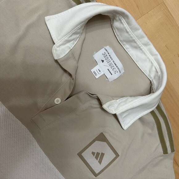 Adicross Golf Polo Shirt | Cream and white block | Adidas Mens - Picture 2 of 13